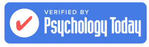 Psychology Today Verified therapist badge, confirming my professional credentials have been independently verified and my profile is available in their respected therapist directory for chronic pain and physical health conditions
